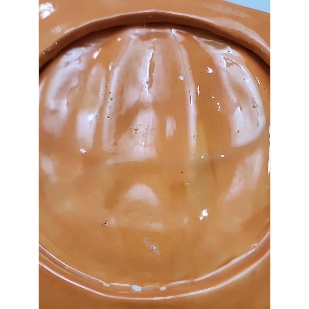Ceramic Jack-o-Lattern Candy Dish Orange Handmade/ Hand Painted